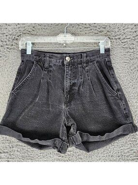 Topshop Shorts Womens 4 Black Cotton Mid Rise Denim Jean